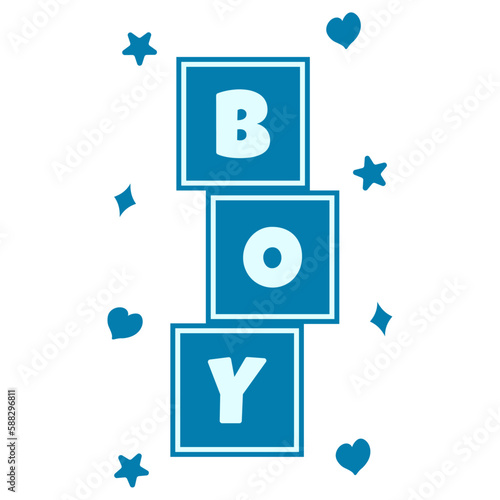 Charming Baby Boy Blocks. Baby Shower Design. Vector illustration