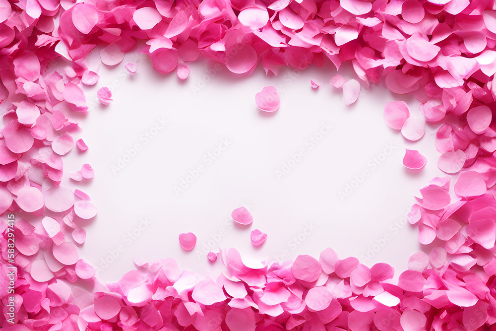 pink frame rose petals, generative ai