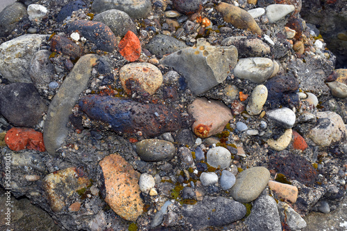 Obraz na plátně Conglomerates and sandstones with slag material and blast furnace bricks, not older than 40 years
