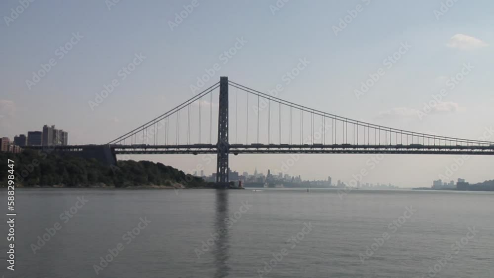 View of George Washington Bridge from the Hudson River, New York City, New York, USA View of George Washington Bridge from the Hudson River, New York City, New York, USA
