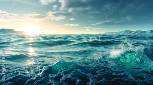Seascape  texture waves on the water  generative AI.