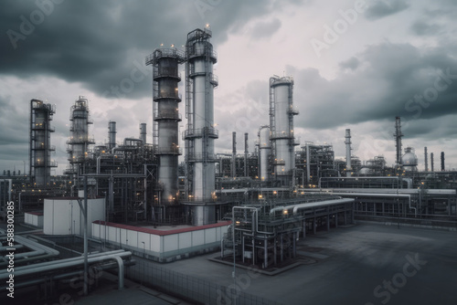 Wallpaper Mural modern petrochemical plant with reactors and converters under heavy sky with copyspace Torontodigital.ca