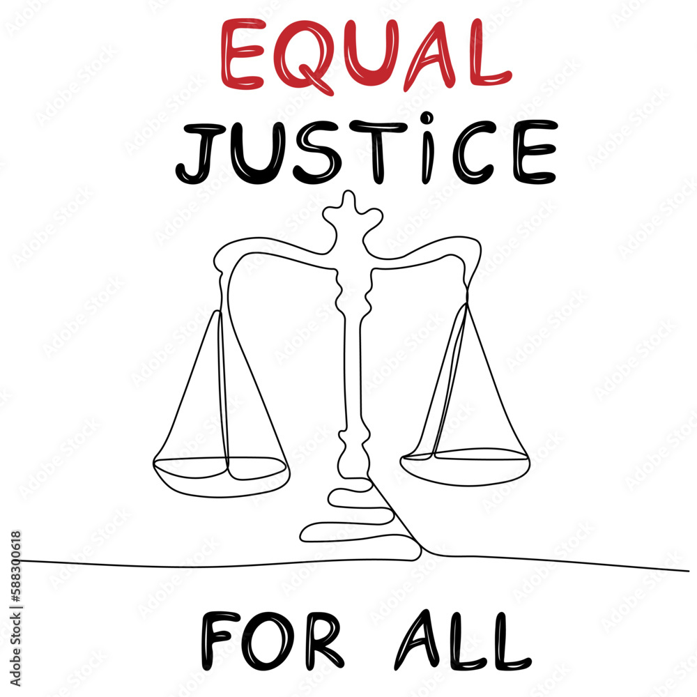 Equal Justice For All Continuous One Line Drawing Balanced Scales Of equal-justice-for-all-continuous-one-line-drawing-balanced-scales-of
