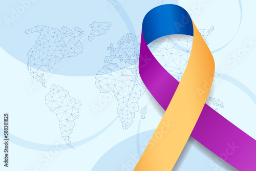 Bladder cancer awareness month concept. Banner template with ribbon. Vector illustration