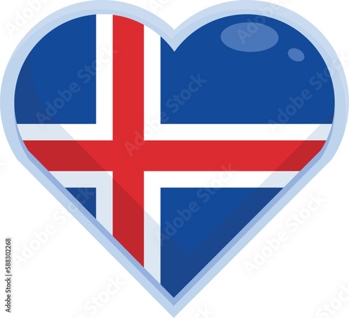 Love heart iceland icon cartoon vector. Travel city. Island trip