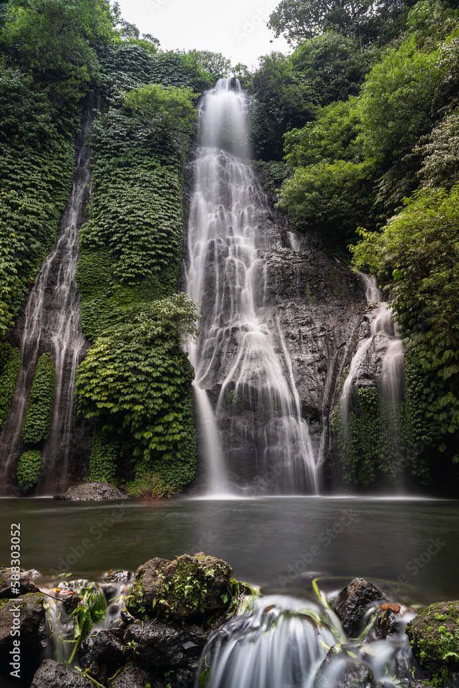 Obraz premium Long exposure shot of Banyumala waterfal, no people