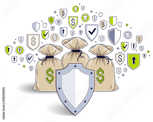 Shield over 3 money bags,  ...