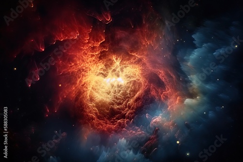 The birth of a star in space, the birth and expansion of space, gas dust clouds of the nebula.