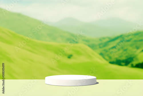 Product Podium Isolated On Green Background