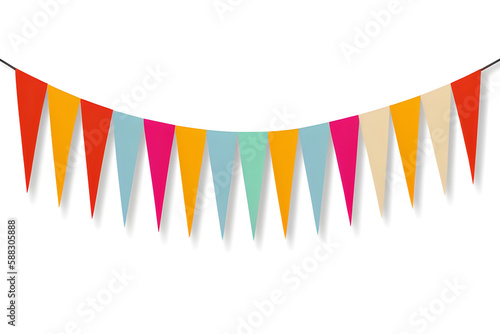 Garland Of Colorful Triangular Flags Isolated On White Background