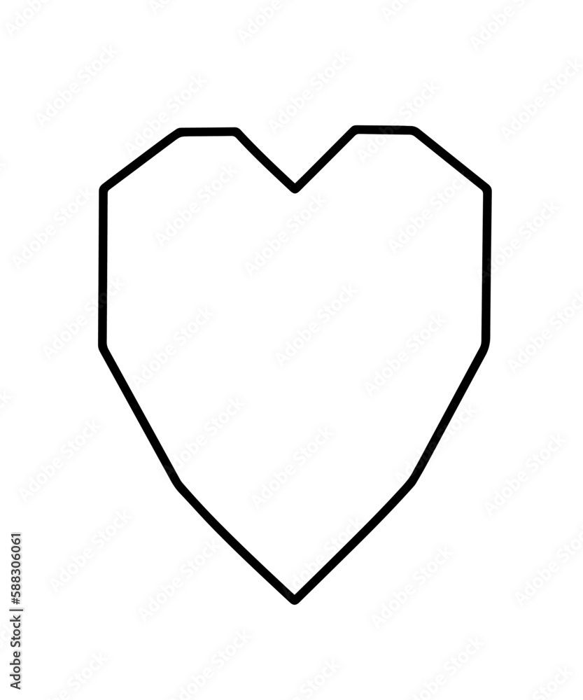 Linear clip art heart on a white background. Vector. Facets, grid, minimalism. Black and white design. Tattoo, logo, printing on clothes and accessories Linear clip art heart on a white background. Vector. Facets, grid, minimalism. Black and white design. Tattoo, logo, printing on clothes and accessories
