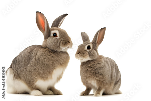 two rabbits on white background © KiranHarak