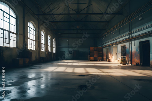 Abandoned Factory Room. Generative AI 