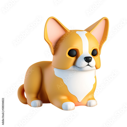 Cute corgi dog. 3D illustration