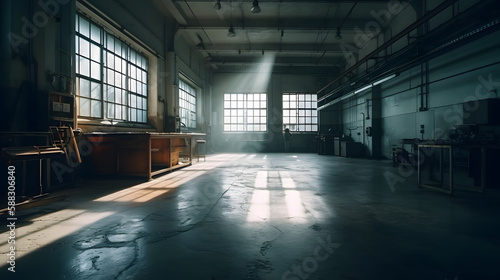 Abandoned Factory Room. Generative AI  © PIRMYN