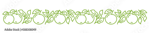 Apple fruit line ornament. Editable outline stroke. Vector line.
