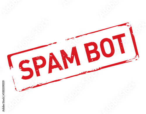 Red stamp SPAM BOT. Vector outline illustration.