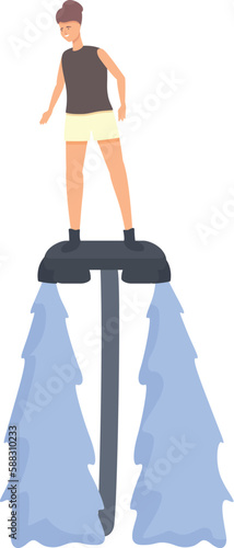 Woman flyboard icon cartoon vector. Sea sport. Action adventure
