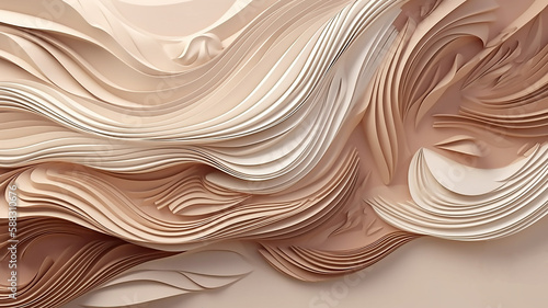 Luxury Elegant white overlaps a brown tint background with a line. Realistic  paper cut style 3d, generative AI tools 

 