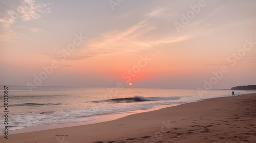 A serene sunset over a beach with soft pinks and oranges © Tim
