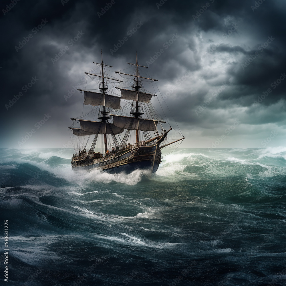 Fototapeta premium ship in the ocean