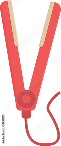 Red hair straightener icon cartoon vector. Fashion care. Barber salon