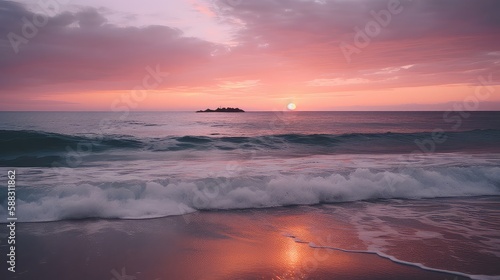 A dramatic sunset over the ocean with orange, pink, and purple hues reflecting on the water © Tim