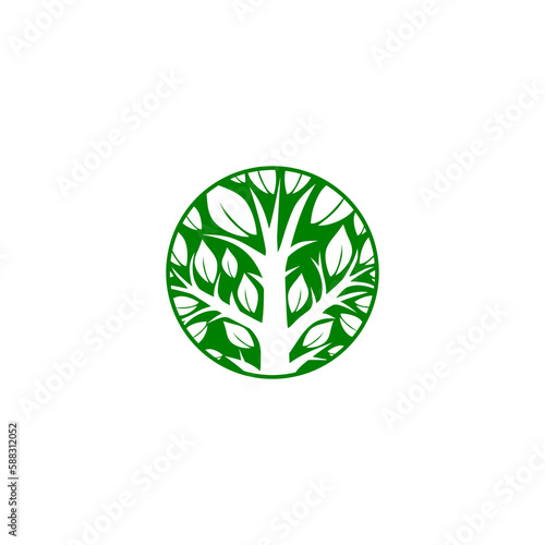 Circle tree logo icon isolated on transparent background