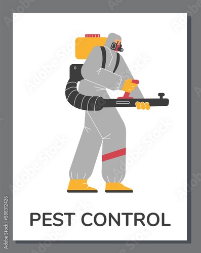 Pest control company and disinfection services banner flat vector illustration.