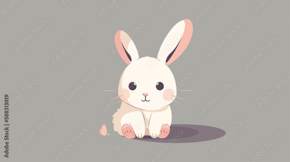 Cute Easter bunny vector illustration 2D flat style Cute Easter bunny vector illustration 2D flat style