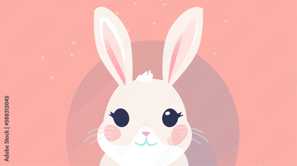 Cute Easter bunny vector illustration 2D flat style Cute Easter bunny vector illustration 2D flat style