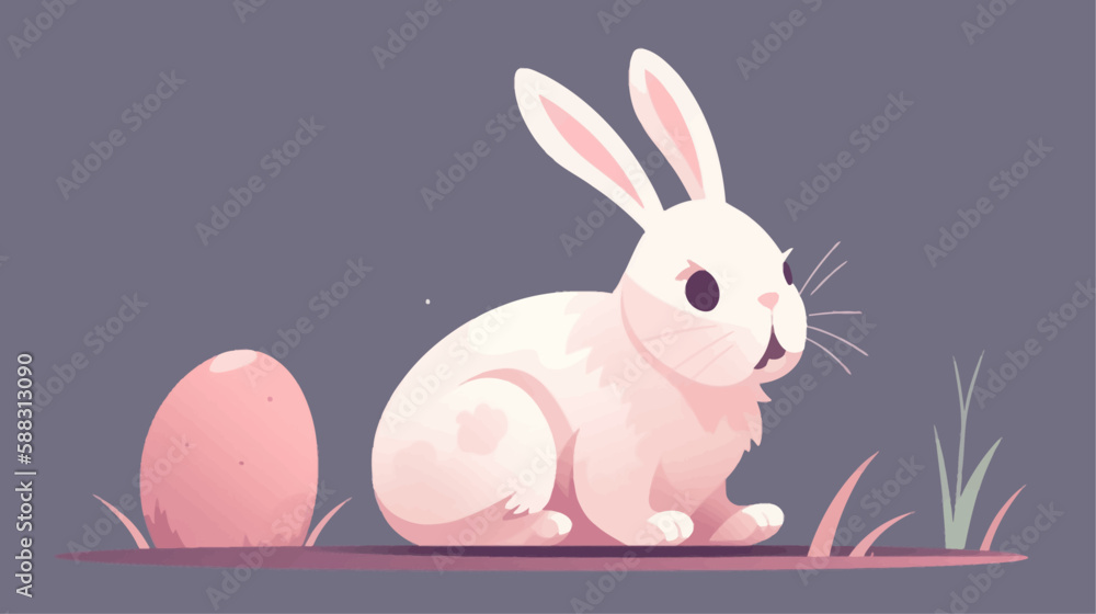 Obraz premium Cute Easter bunny vector illustration 2D flat style