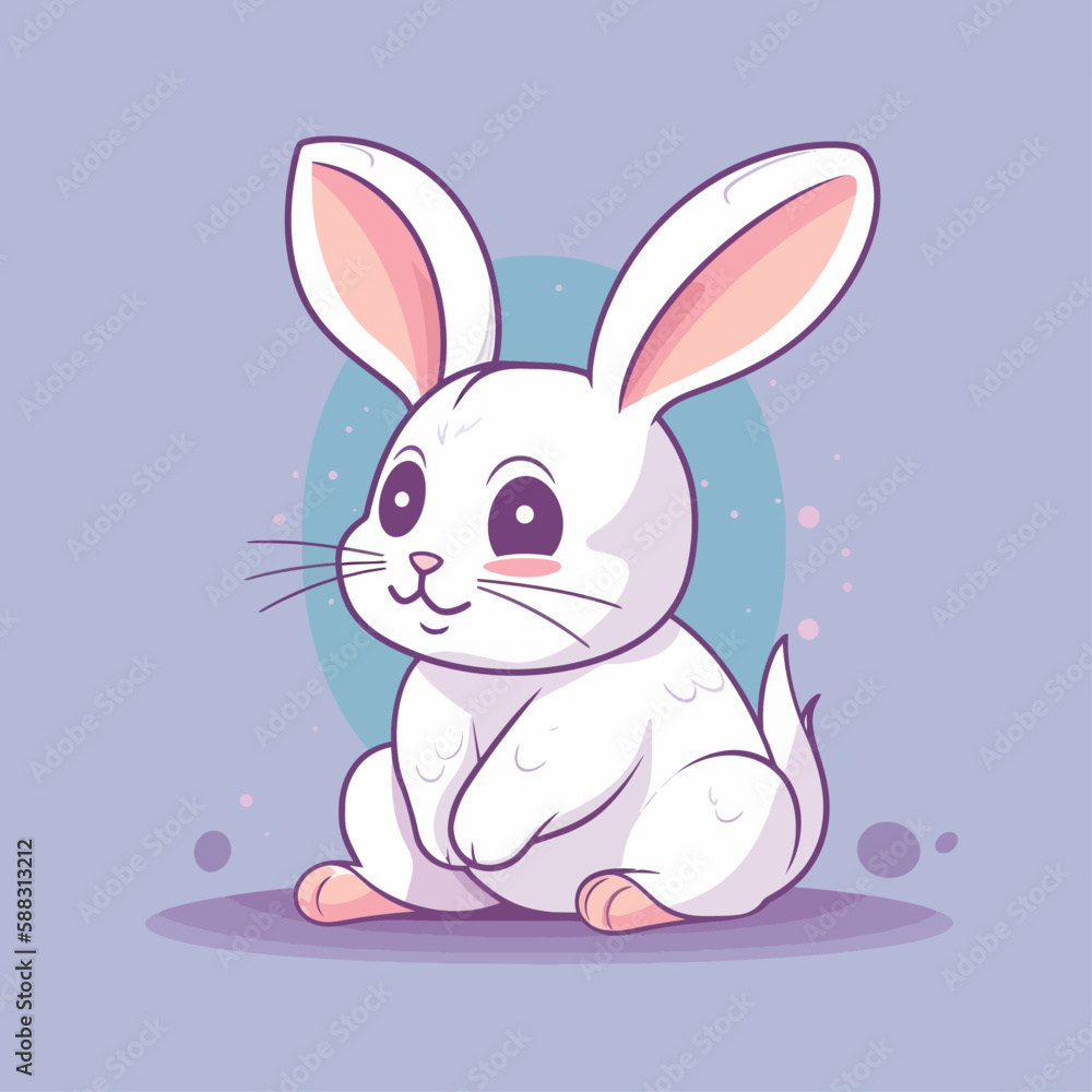 Cute Easter bunny vector illustration 2D flat style Cute Easter bunny vector illustration 2D flat style