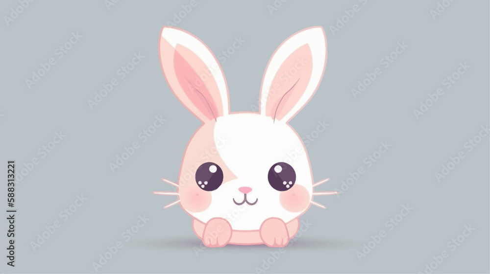 Cute Easter bunny vector illustration 2D flat style Cute Easter bunny vector illustration 2D flat style