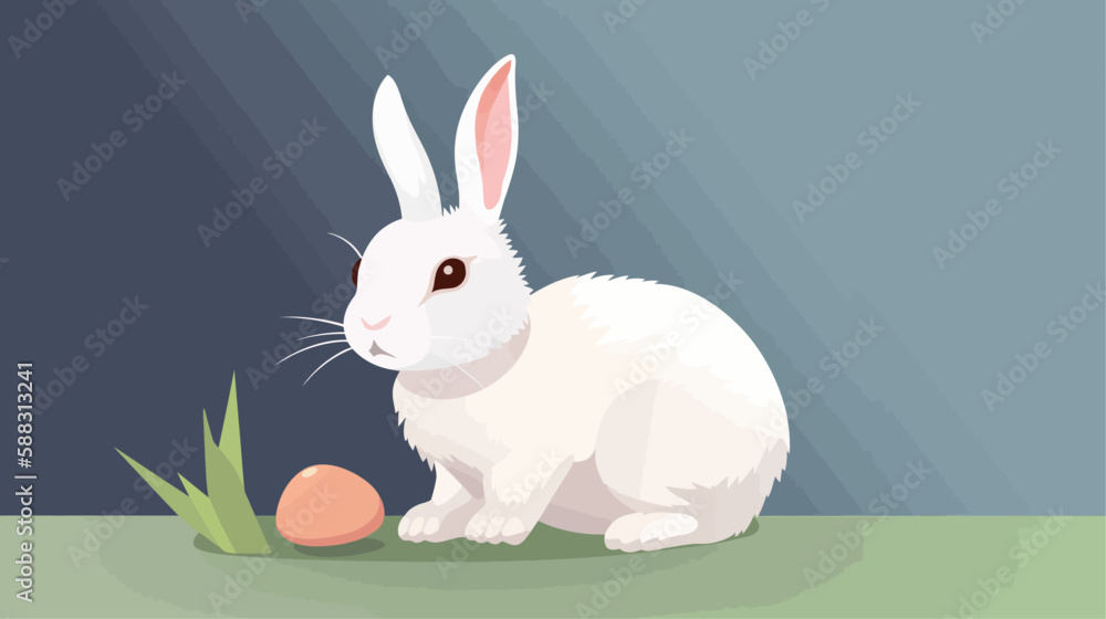 Fototapeta premium Easter bunny with colorful Easter egg. Holiday card vector illustration