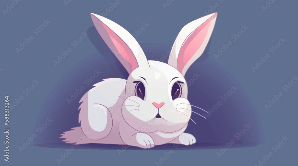 Cute Easter bunny vector illustration 2D flat style Cute Easter bunny vector illustration 2D flat style