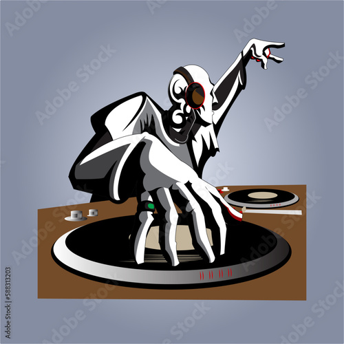 vector illustration of a dj at a music performance