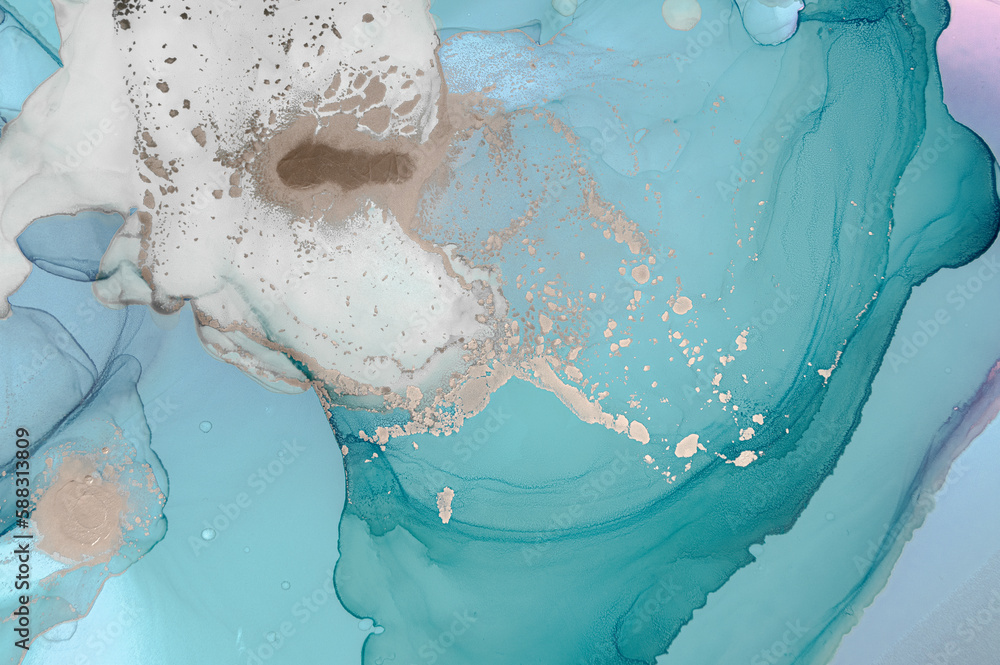 Fototapeta premium Luxury Ocean Abstract. Alcohol Inks on Canvas.
