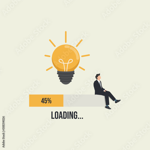 Idea light bulb loading progress. Businessman thinking idea process vector illustration