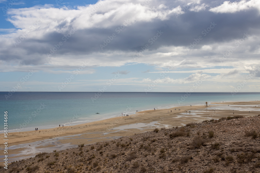 Calm Atlantic ocean and a cloudy sky, Fuertventura