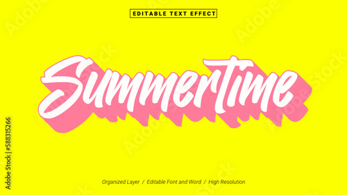 Editable Summertime Font Design. Alphabet Typography Template Text Effect. Lettering Vector Illustration for Product Brand and Business Logo.
