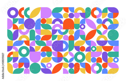 Modern geometric pattern. Basic geometry circle square shape abstract simple form, minimal print swiss style. Vector art