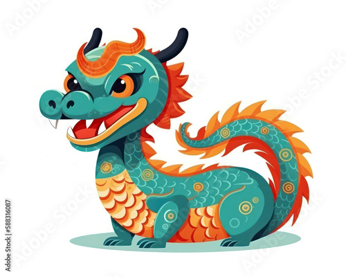 Cute young Chinese dragon vector icon. Cartoon illustration.
