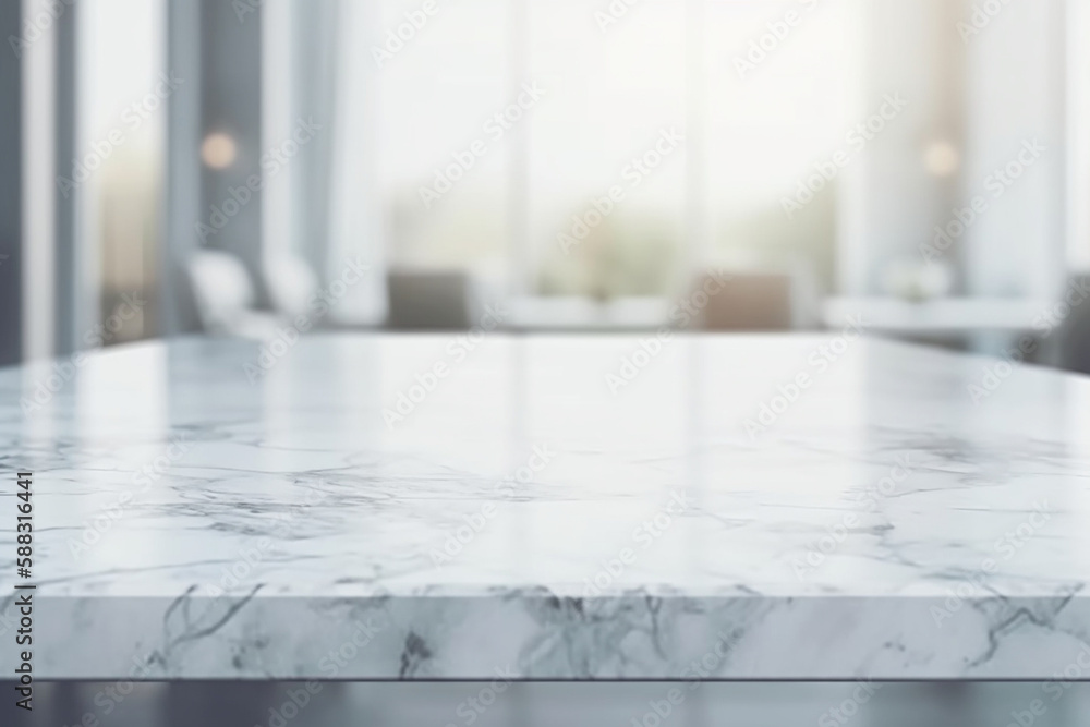 White Marble Table Counter Top, Podium Pedestal, Abstract Living Room Space Background in Interior. Product Mock up Display, Back Drop. Generative AI. White Marble Table Counter Top, Podium Pedestal, Abstract Living Room Space Background in Interior. Product Mock up Display, Back Drop. Generative AI.