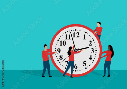 Time management - people moving minute hands