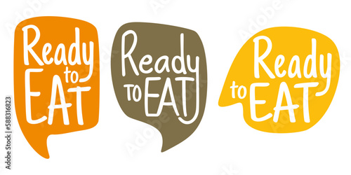 Ready-to-Eat - badges set for precooked food photo