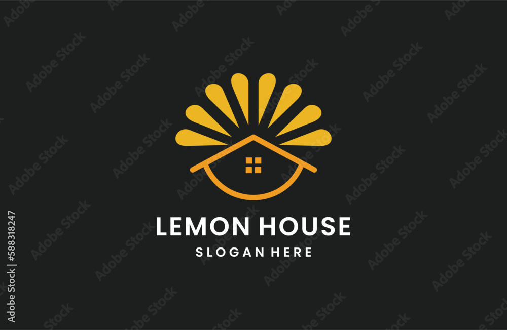 Obraz premium Sunrise Home with Slice Lime Orange for Real Estate logo design