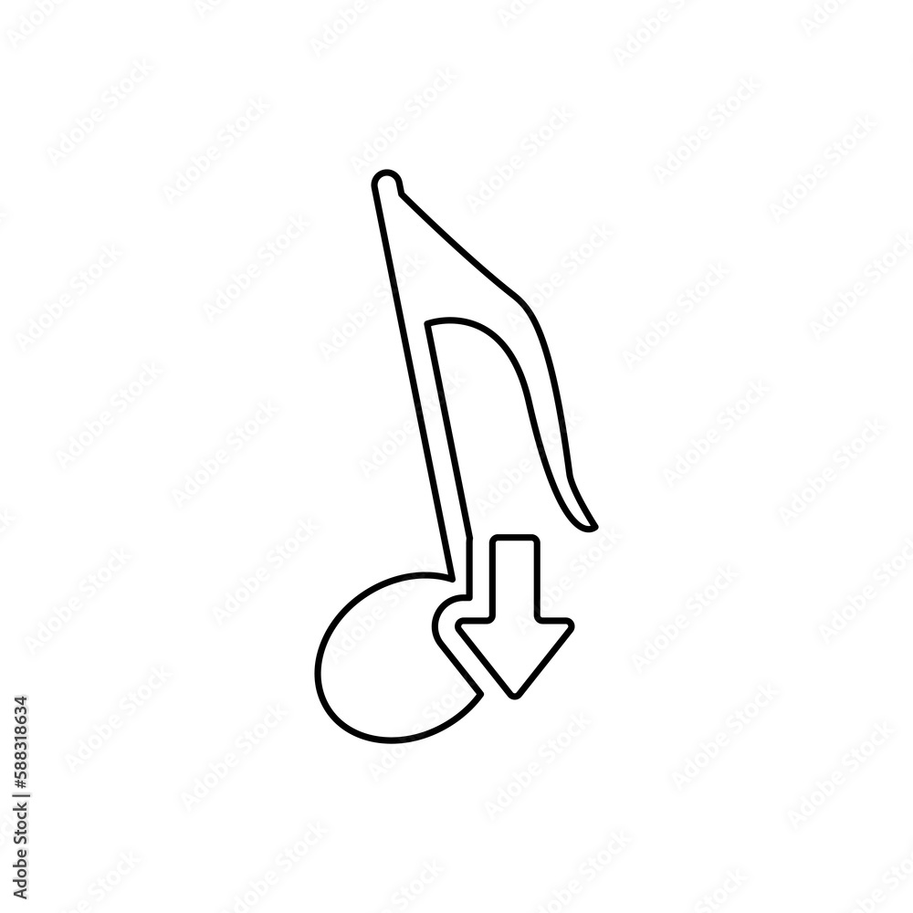musical note icon, melody decline concept, vector illustration musical note icon, melody decline concept, vector illustration
