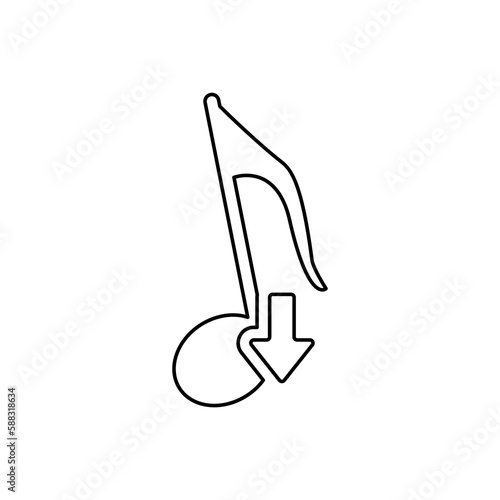 musical note icon, melody decline concept, vector illustration