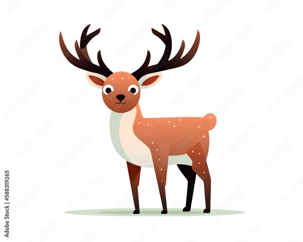 Deer in cartoon style. Vector illustration isolated on white background. Deer in cartoon style. Vector illustration isolated on white background.